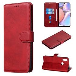 Retro Calf Matte Leather Wallet Phone Case for Samsung Galaxy A10s - Red