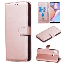 Retro Calf Matte Leather Wallet Phone Case for Samsung Galaxy A10s - Pink
