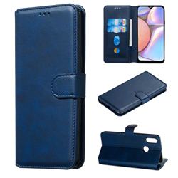 Retro Calf Matte Leather Wallet Phone Case for Samsung Galaxy A10s - Blue
