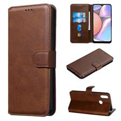 Retro Calf Matte Leather Wallet Phone Case for Samsung Galaxy A10s - Brown