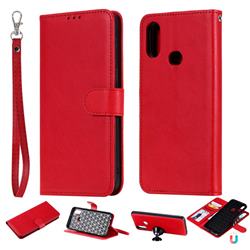 Retro Greek Detachable Magnetic PU Leather Wallet Phone Case for Samsung Galaxy A10s - Red