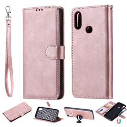 Retro Greek Detachable Magnetic PU Leather Wallet Phone Case for Samsung Galaxy A10s - Rose Gold