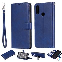 Retro Greek Detachable Magnetic PU Leather Wallet Phone Case for Samsung Galaxy A10s - Blue