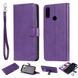 Retro Greek Detachable Magnetic PU Leather Wallet Phone Case for Samsung Galaxy A10s - Purple