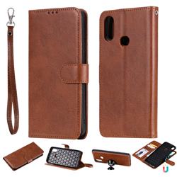 Retro Greek Detachable Magnetic PU Leather Wallet Phone Case for Samsung Galaxy A10s - Brown