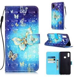 Gold Butterfly 3D Painted Leather Wallet Case for Samsung Galaxy A10s