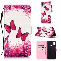 Rose Butterfly 3D Painted Leather Wallet Case for Samsung Galaxy A10s
