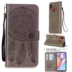 Embossing Dream Catcher Mandala Flower Leather Wallet Case for Samsung Galaxy A10s - Gray