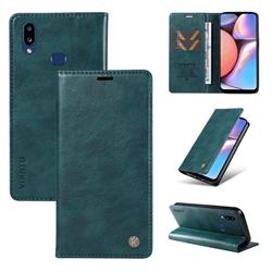 YIKATU Litchi Card Magnetic Automatic Suction Leather Flip Cover for Samsung Galaxy A10s - Dark Blue