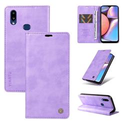 YIKATU Litchi Card Magnetic Automatic Suction Leather Flip Cover for Samsung Galaxy A10s - Purple
