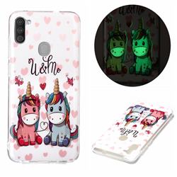 Couple Unicorn Noctilucent Soft TPU Back Cover for Samsung Galaxy A11