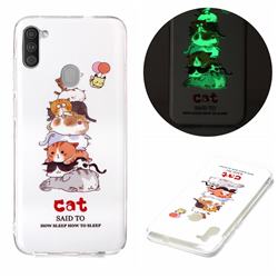 Cute Cat Noctilucent Soft TPU Back Cover for Samsung Galaxy A11