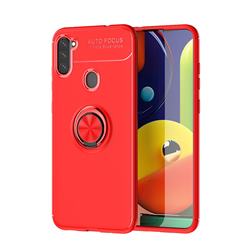 Auto Focus Invisible Ring Holder Soft Phone Case for Samsung Galaxy A11 - Red