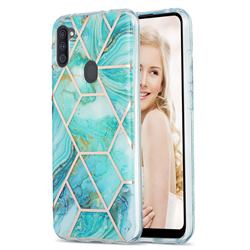 Blue Sea Marble Pattern Galvanized Electroplating Protective Case Cover for Samsung Galaxy A11