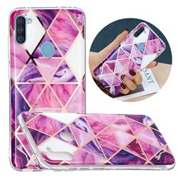 Purple Dream Triangle Painted Marble Electroplating Protective Case for Samsung Galaxy A11