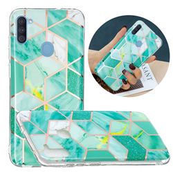 Green Glitter Painted Marble Electroplating Protective Case for Samsung Galaxy A11