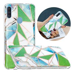 Green Triangle Painted Marble Electroplating Protective Case for Samsung Galaxy A11