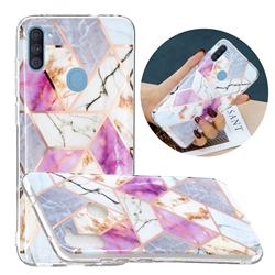 Purple and White Painted Marble Electroplating Protective Case for Samsung Galaxy A11