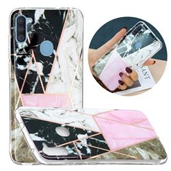 Pink and Black Painted Marble Electroplating Protective Case for Samsung Galaxy A11