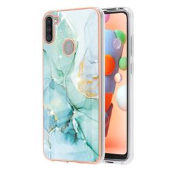Green Silk Electroplated Gold Frame 2.0 Thickness Plating Marble IMD Soft Back Cover for Samsung Galaxy A11