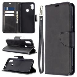 Classic Sheepskin PU Leather Phone Wallet Case for Samsung Galaxy A11 - Black