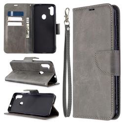 Classic Sheepskin PU Leather Phone Wallet Case for Samsung Galaxy A11 - Gray