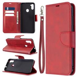 Classic Sheepskin PU Leather Phone Wallet Case for Samsung Galaxy A11 - Red