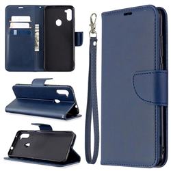 Classic Sheepskin PU Leather Phone Wallet Case for Samsung Galaxy A11 - Blue