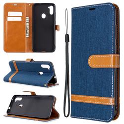 Jeans Cowboy Denim Leather Wallet Case for Samsung Galaxy A11 - Dark Blue
