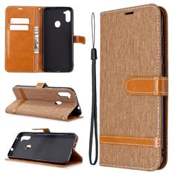 Jeans Cowboy Denim Leather Wallet Case for Samsung Galaxy A11 - Brown