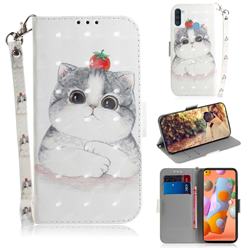 Cute Tomato Cat 3D Painted Leather Wallet Phone Case for Samsung Galaxy A11