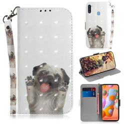 Pug Dog 3D Painted Leather Wallet Phone Case for Samsung Galaxy A11