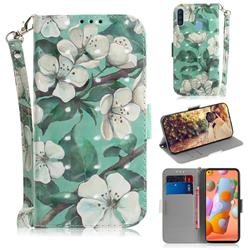 Watercolor Flower 3D Painted Leather Wallet Phone Case for Samsung Galaxy A11