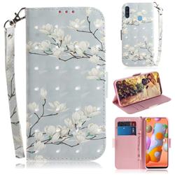Magnolia Flower 3D Painted Leather Wallet Phone Case for Samsung Galaxy A11