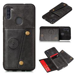 Retro Multifunction Card Slots Stand Leather Coated Phone Back Cover for Samsung Galaxy A11 - Black