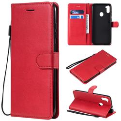Retro Greek Classic Smooth PU Leather Wallet Phone Case for Samsung Galaxy A11 - Red