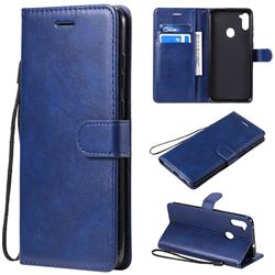 Retro Greek Classic Smooth PU Leather Wallet Phone Case for Samsung Galaxy A11 - Blue