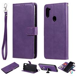 Retro Greek Detachable Magnetic PU Leather Wallet Phone Case for Samsung Galaxy A11 - Purple