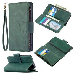 Binfen Color BF02 Sensory Buckle Zipper Multifunction Leather Phone Wallet for Samsung Galaxy A11 - Dark Green