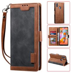 Luxury Retro Stitching Leather Wallet Phone Case for Samsung Galaxy A11 - Gray