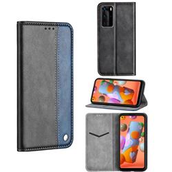 Classic Business Ultra Slim Magnetic Sucking Stitching Flip Cover for Samsung Galaxy A11 - Blue