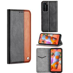 Classic Business Ultra Slim Magnetic Sucking Stitching Flip Cover for Samsung Galaxy A11 - Brown