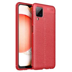 Luxury Auto Focus Litchi Texture Silicone TPU Back Cover for Samsung Galaxy A12 - Red