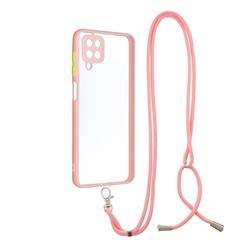 Necklace Cross-body Lanyard Strap Cord Phone Case Cover for Samsung Galaxy A12 - Pink
