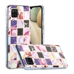Square Puzzle Painted Marble Electroplating Protective Case for Samsung Galaxy A12