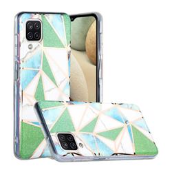 Green Triangle Painted Marble Electroplating Protective Case for Samsung Galaxy A12