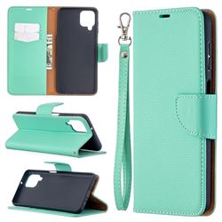 Classic Luxury Litchi Leather Phone Wallet Case for Samsung Galaxy A12 - Green