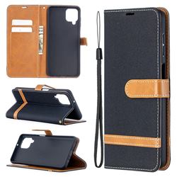 Jeans Cowboy Denim Leather Wallet Case for Samsung Galaxy A12 - Black
