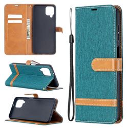 Jeans Cowboy Denim Leather Wallet Case for Samsung Galaxy A12 - Green