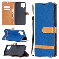 Jeans Cowboy Denim Leather Wallet Case for Samsung Galaxy A12 - Sapphire